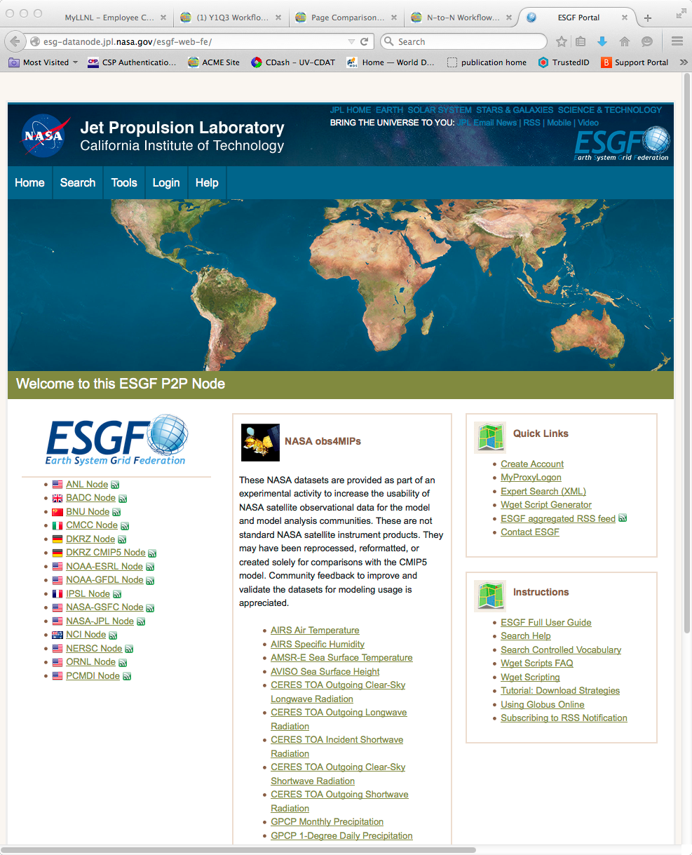 NASA/JPL ESGF Page